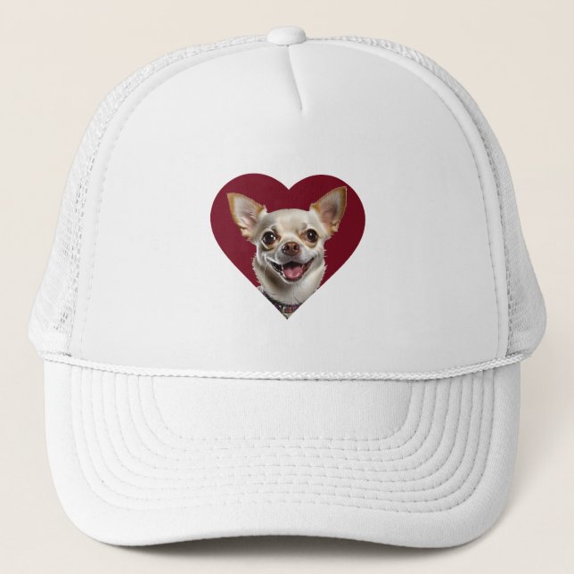 Adorable Chihuahua in Heart Shape Design Trucker Hat (Front)