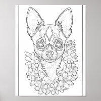 Adorable Chihuahua Puppy Colouring Page Poster