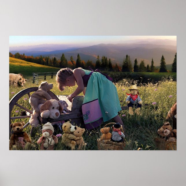 Adorable Child Outside with Toys Poster (Front)