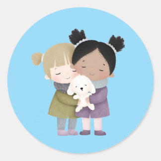 Adorable Children Hugging Sticker 