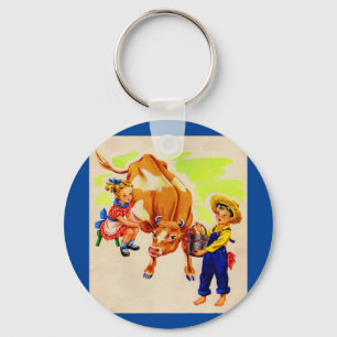 adorable children with adorable cow key ring