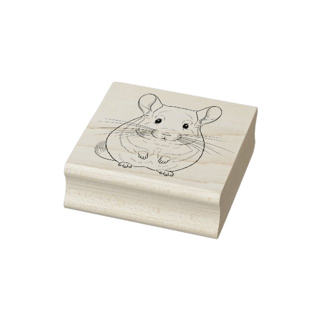 Adorable Chinchilla Front View Rubber Stamp (Stamp)