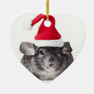 Adorable Chinchilla Santa Model Ceramic Ornament