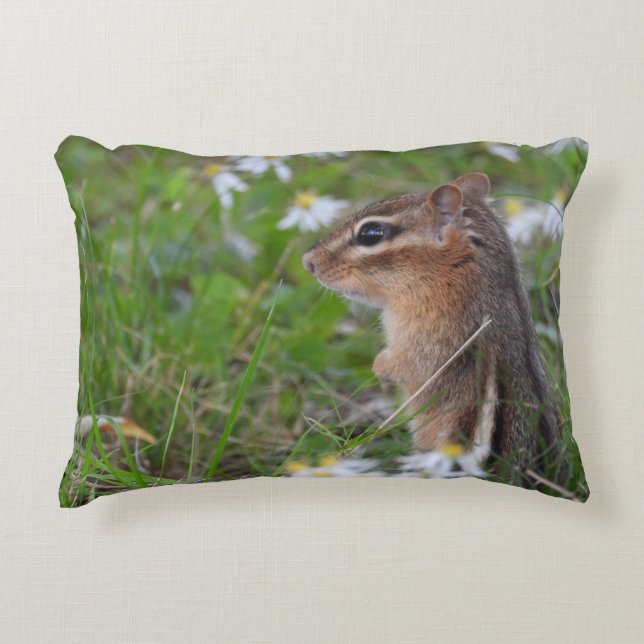 Adorable Chipmunk in flowers  Decorative Cushion (Front)