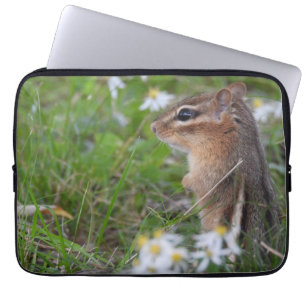 Adorable Chipmunk in flowers  Laptop Sleeve
