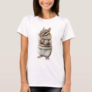 Adorable Chipmunk in Striped Knitted Sweater