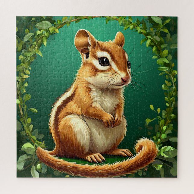 Adorable Chipmunk Surrounded by Greenery Jigsaw Puzzle (Vertical)
