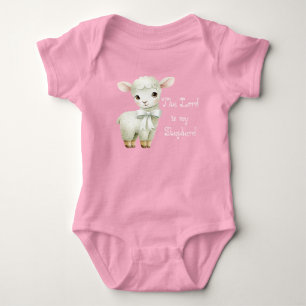 Adorable Christian Lamb Foral Balloon Scripture Baby Bodysuit