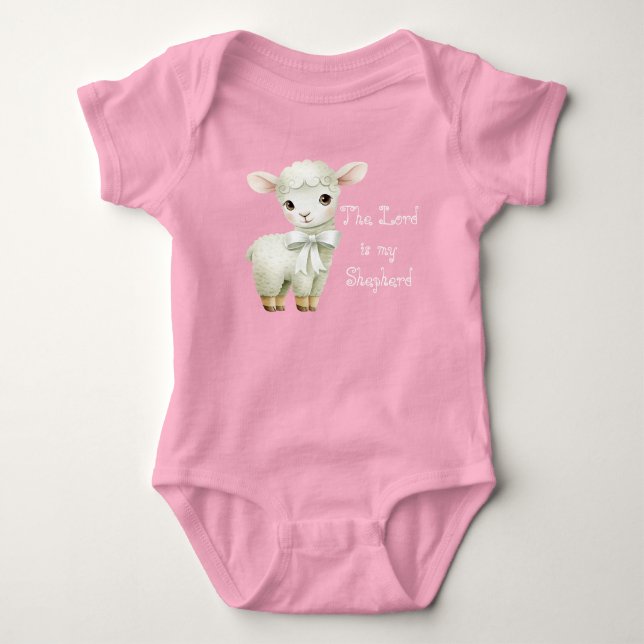 Adorable Christian Lamb Foral Balloon Scripture Baby Bodysuit (Front)