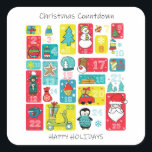 Adorable Christmas Advent Calendar illustration Square Sticker<br><div class="desc">Adorable Christmas illustration hand painted by Sanja Vrekic. Christmas Advent Idea is unique and simple yet colourful and cute. Matching products can be found in Advent Calendar.</div>