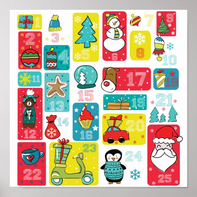 Adorable Christmas Advent Calendar Poster (Front)