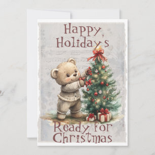 Adorable Christmas Bear Ready for Christmas Holiday Card