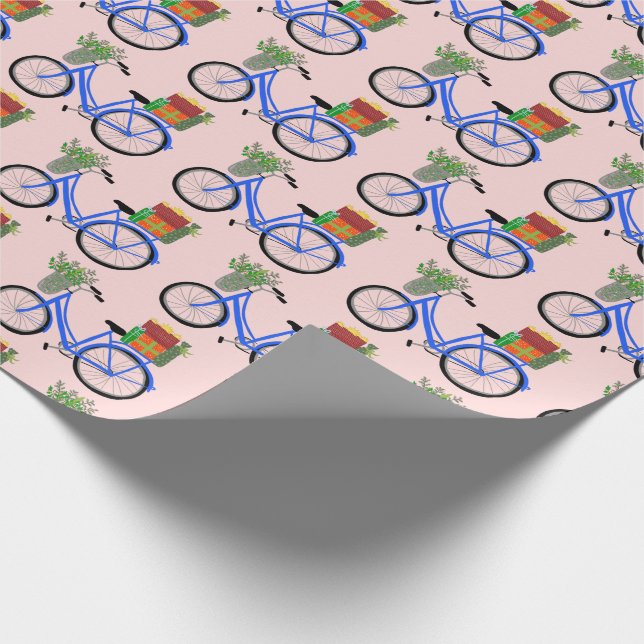 Adorable Christmas Bicycle Holiday Xmas Gifts Wrapping Paper (Corner)