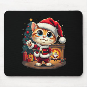 Adorable Christmas Cat Santa Claus Lovely Xmas Kit Mouse Pad