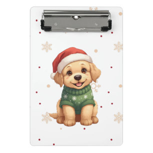 Adorable Christmas Dog - Festive Puppy Christmas Mini Clipboard