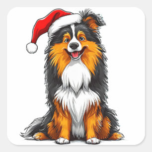 Adorable Christmas Dog Square Sticker