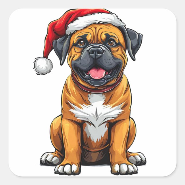 Adorable Christmas Dog Square Sticker (Front)