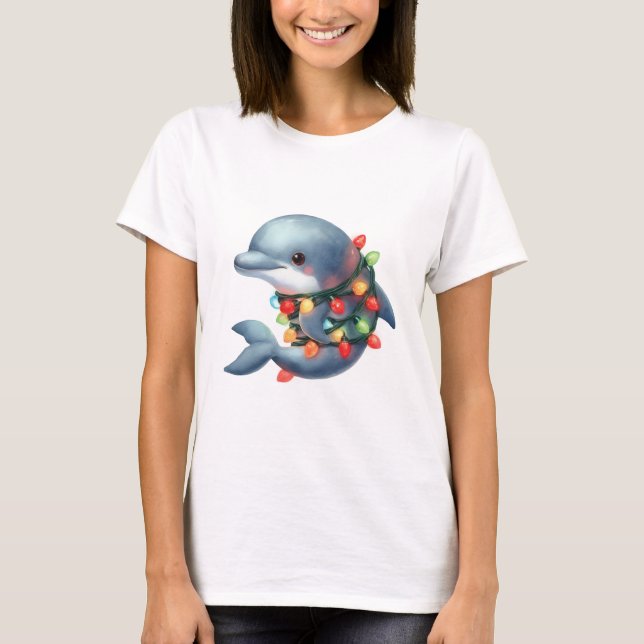 Adorable Christmas Dolphin T-Shirt (Front)