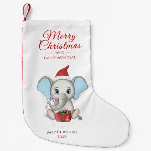 Adorable Christmas Elephant   Personalised Small Christmas Stocking