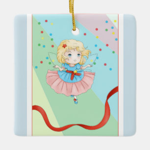Adorable Christmas Fairy Ceramic Ornament