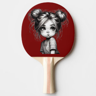 Adorable Christmas Girl with Pout - Cute Gift Idea Ping Pong Paddle