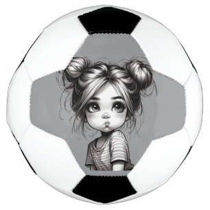 Adorable Christmas Girl with Pout - Cute Gift Idea Soccer Ball