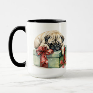 ADORABLE CHRISTMAS HOLIDAY PUG DOG MUG