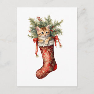Adorable Christmas Kitten Postcard
