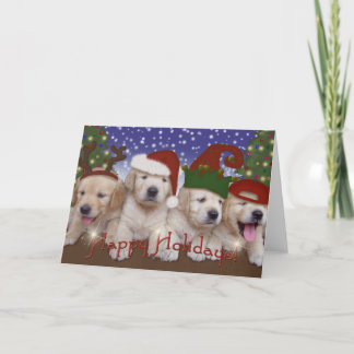 Adorable Christmas Labrador Puppies! Holiday Card