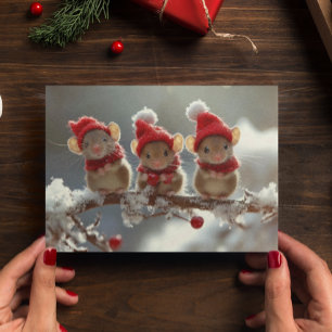 Adorable Christmas Mice Postcard