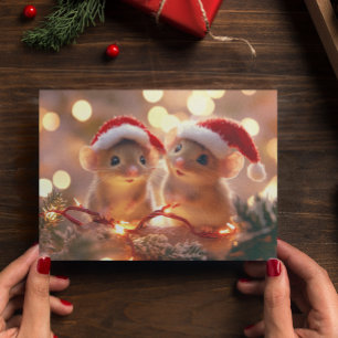 Adorable Christmas Mice Postcard