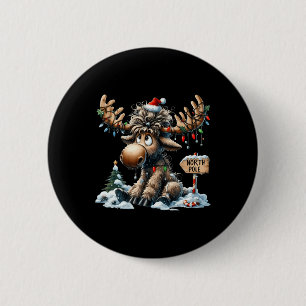 Adorable Christmas Moose Merry Christmoose Men Wom 6 Cm Round Badge