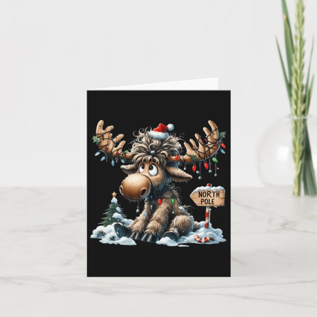Adorable Christmas Moose Merry Christmoose Men Wom Card (Front)