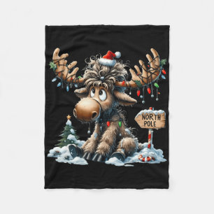 Adorable Christmas Moose Merry Christmoose Men Wom Fleece Blanket