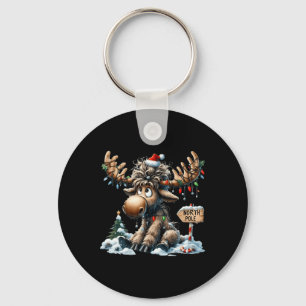 Adorable Christmas Moose Merry Christmoose Men Wom Key Ring