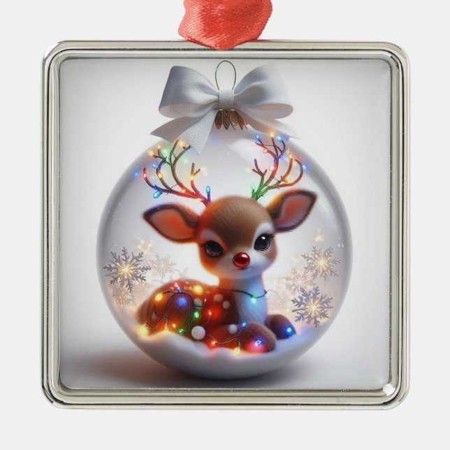 Adorable Christmas Ornament With Festive Reindeer (Front)