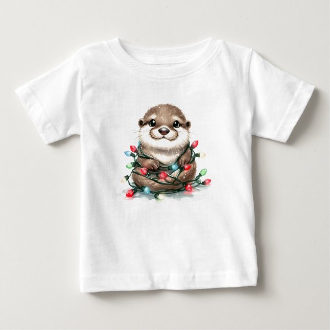 Adorable Christmas Otter Baby T-Shirt (Front)