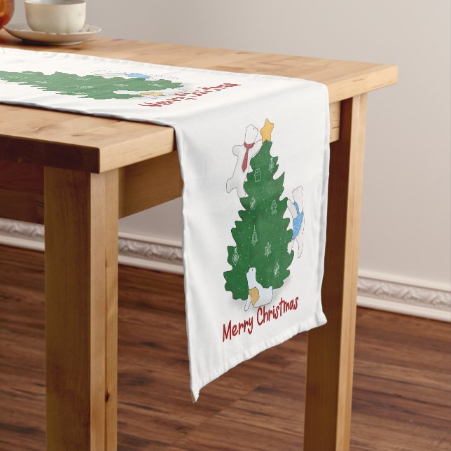 Adorable Christmas Polar Bears  Short Table Runner (In Situ)