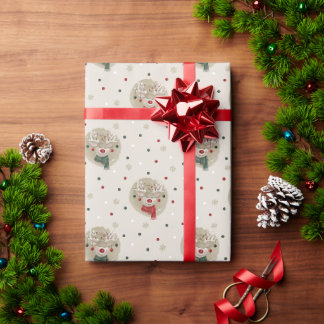 Adorable Christmas Reindeer - cream Wrapping Paper
