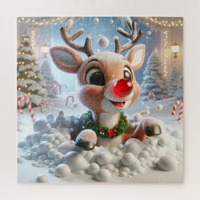 Adorable Christmas Reindeer Jigsaw Puzzle (Vertical)