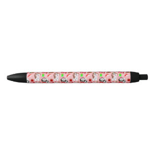 Adorable Christmas Shih Tzu Pattern  Black Ink Pen