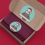 Adorable Christmas Sloth Teal Name Kids Animal Classic Round Sticker<br><div class="desc">Get ready to embrace the charm of the season with our delightful Sloth Santa Christmas Stickers. These adorable stickers bring a touch of slothful sweetness and holiday cheer to your Christmas cards, gift wrap, and decorations. Our stickers feature an endearing sloth adorned in a Santa hat, complete with a content,...</div>