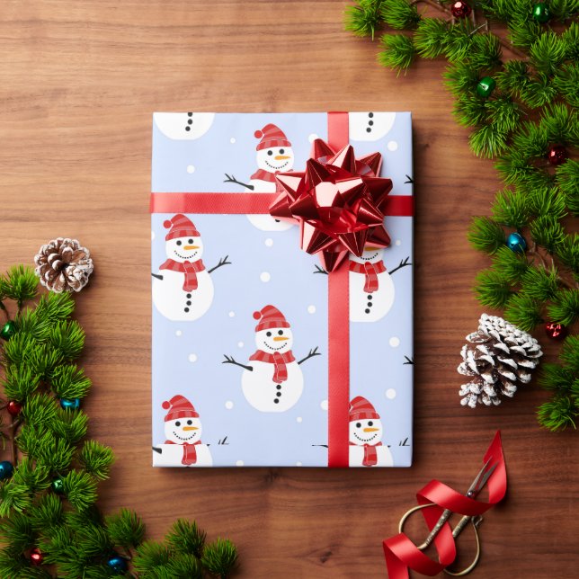 Adorable Christmas Snowman Patterns Festive  Wrapping Paper (Holiday Gift)
