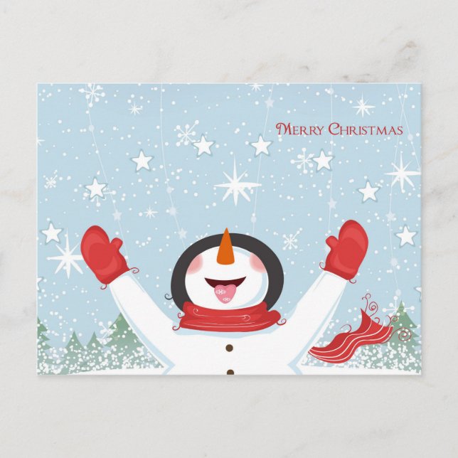 Adorable Christmas Snowman Postcard (Front)