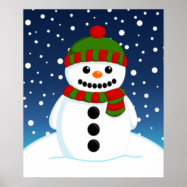 Adorable Christmas Snowman Poster (Front)
