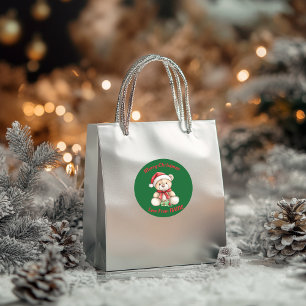 Adorable Christmas Teddy Bear Classic Round Sticker