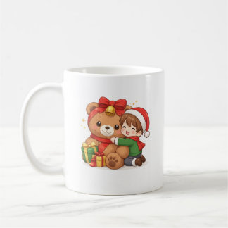 Adorable Christmas Teddy & Child Mug