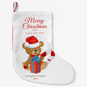 Adorable Christmas Teddy   Personalised Christmas Small Christmas Stocking