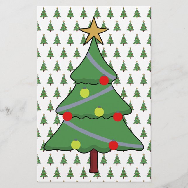 Adorable Christmas Tree Stationery (Front)