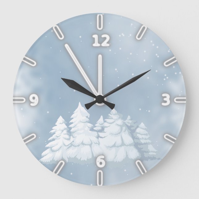 Adorable ,Christmas Trees Large Clock (Front)